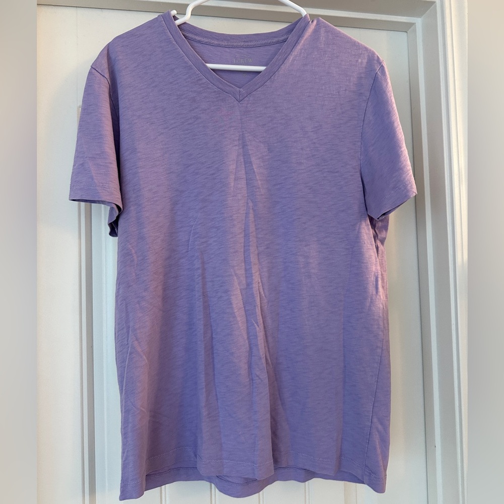 J.Crew Garment Dyed Lilac V Neck Shirt Size Medium
